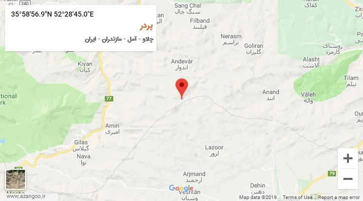 روستای پردر بر روی نقشه