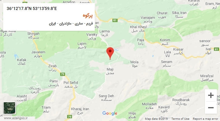 روستای پرکوه بر روی نقشه
