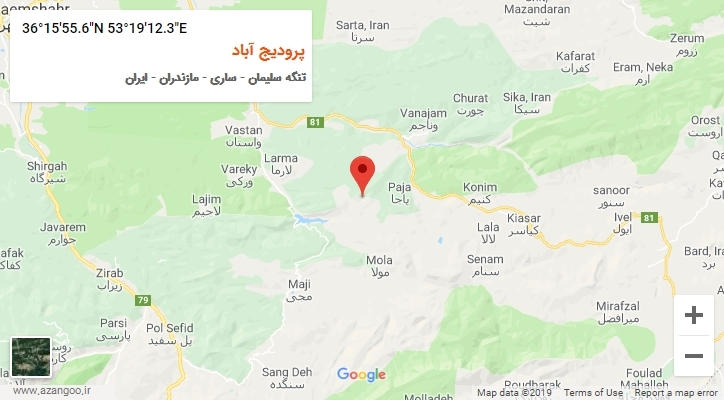 روستای پرودیج آباد بر روی نقشه