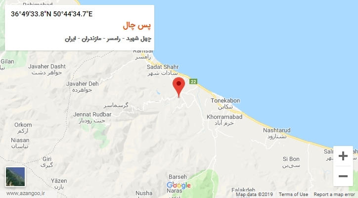 روستای پس چال بر روی نقشه