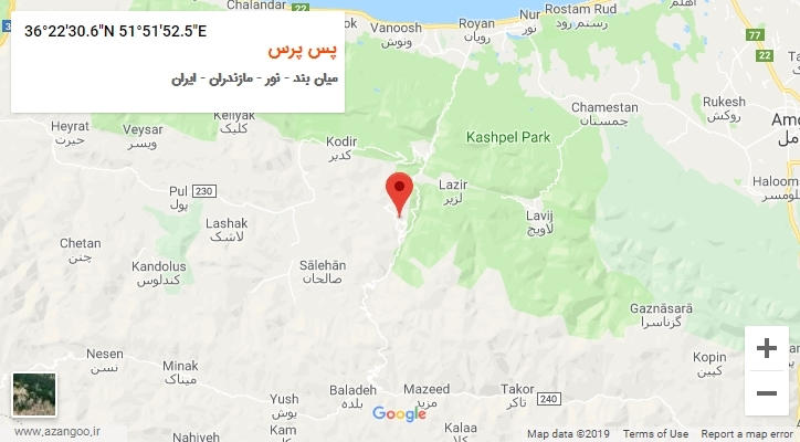 روستای پس پرس بر روی نقشه