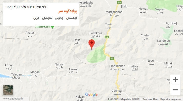 روستای پولادکوه سر بر روی نقشه