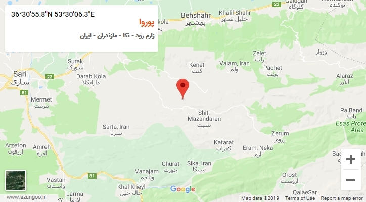 روستای پوروا بر روی نقشه