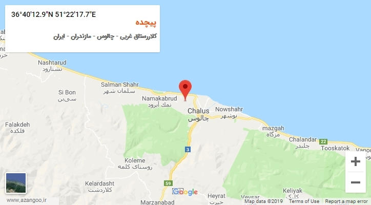 روستای پیچده بر روی نقشه