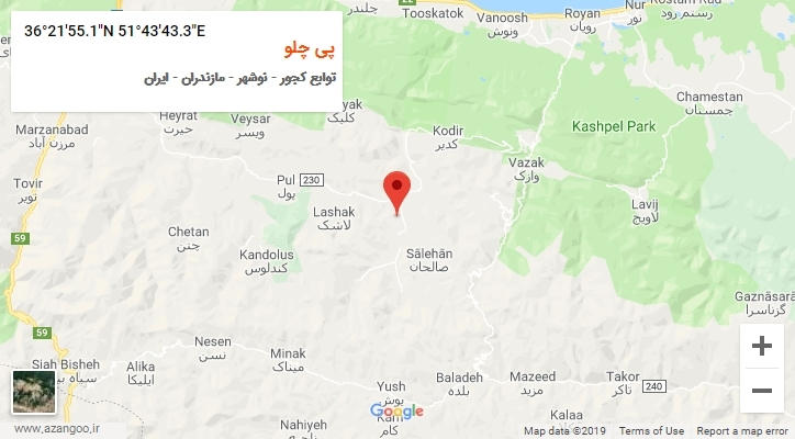 روستای پی چلو بر روی نقشه