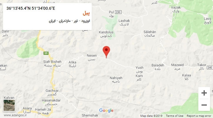 روستای پیل بر روی نقشه