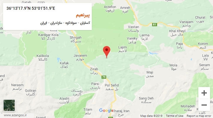 روستای پیرنعیم بر روی نقشه