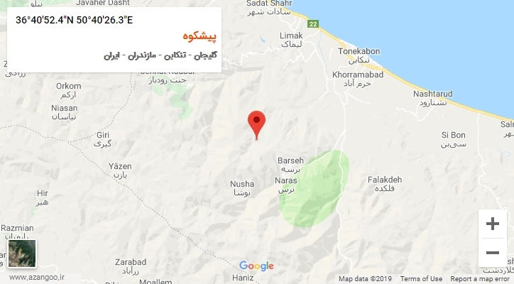 روستای پیشکوه بر روی نقشه