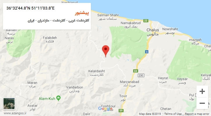 روستای پیشنبور بر روی نقشه