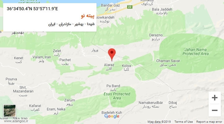 روستای پیته نو بر روی نقشه