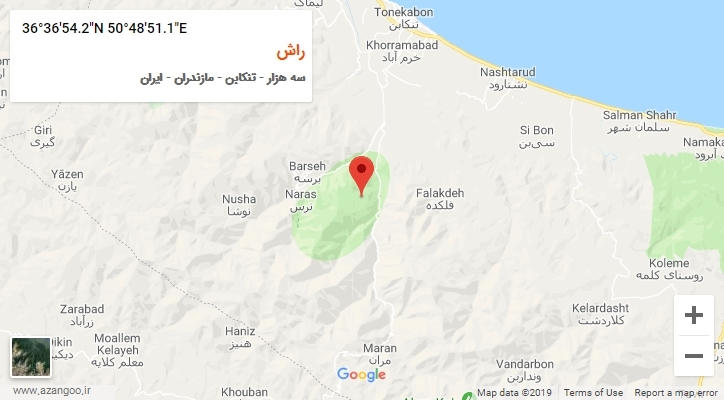 روستای راش بر روی نقشه