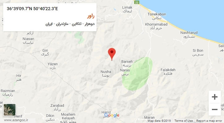 روستای راور بر روی نقشه