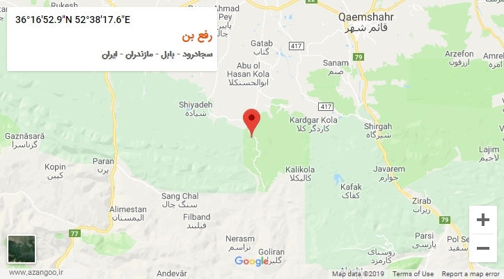 روستای رفع بن بر روی نقشه