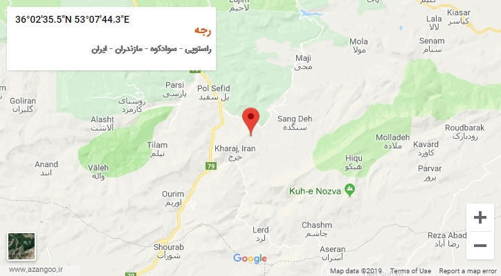 روستای رجه بر روی نقشه