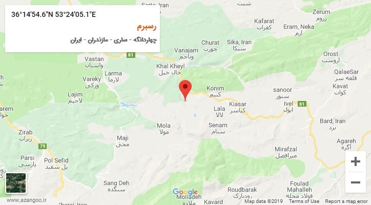 روستای رسبرم بر روی نقشه