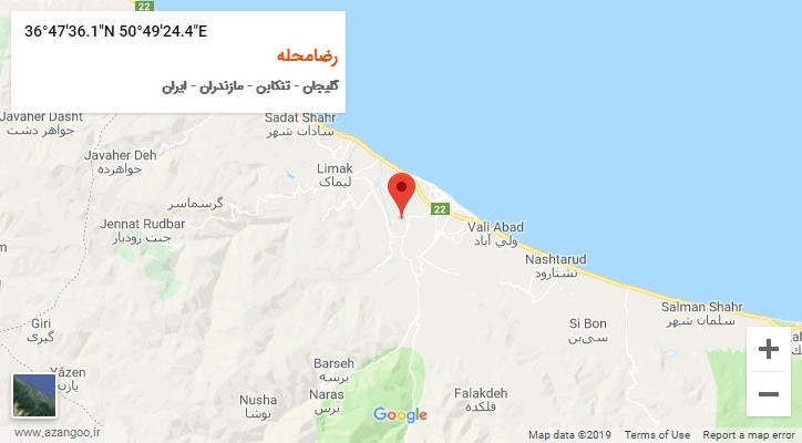 روستای رضامحله بر روی نقشه