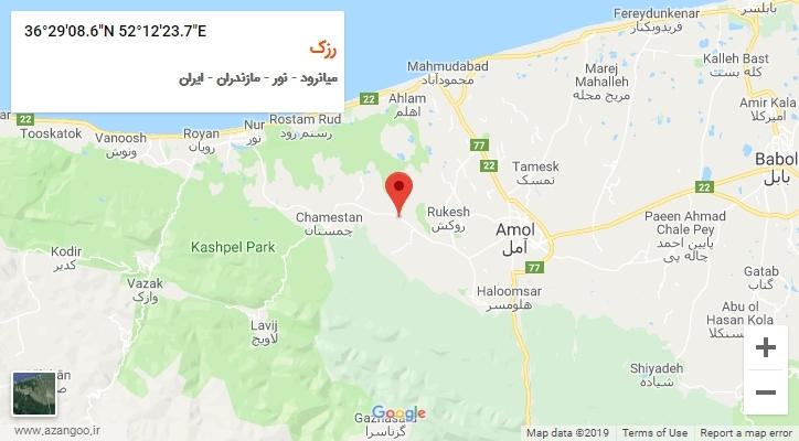 روستای رزک بر روی نقشه