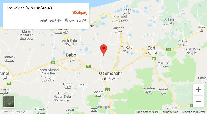 روستای رضوانکلا بر روی نقشه