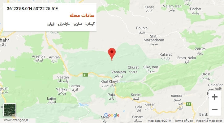 روستای سادات محله بر روی نقشه