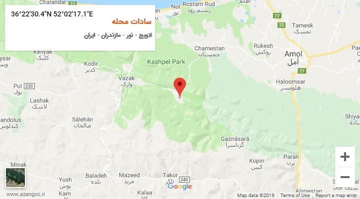 روستای سادات محله بر روی نقشه