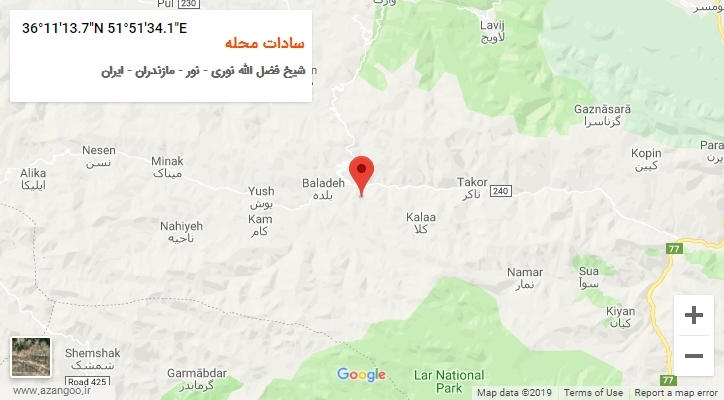 روستای سادات محله بر روی نقشه