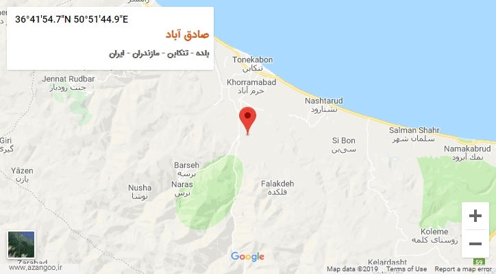 روستای صادق آباد بر روی نقشه