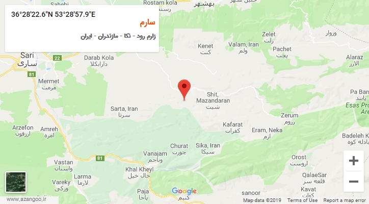 روستای سارم بر روی نقشه