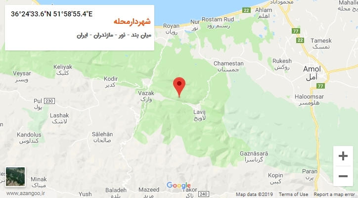 روستای شهردارمحله بر روی نقشه