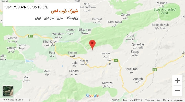 روستای شهرک ذوب اهن بر روی نقشه