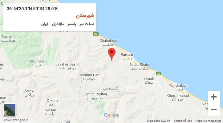 روستای شهرستان بر روی نقشه