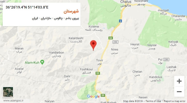 روستای شهرستان بر روی نقشه