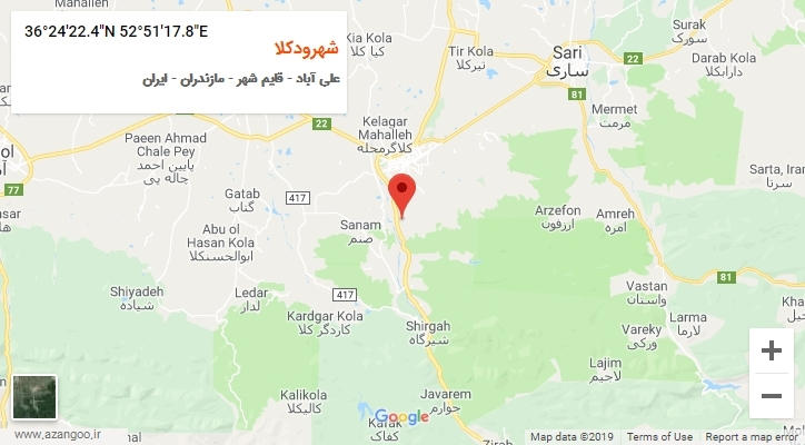 روستای شهرودکلا بر روی نقشه