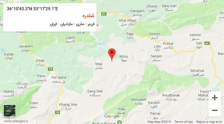 روستای شلدره بر روی نقشه