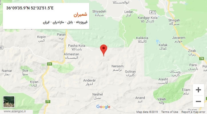 روستای شمیران بر روی نقشه