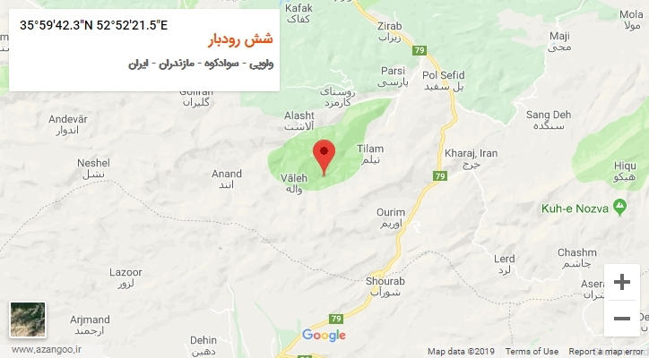 روستای شش رودبار بر روی نقشه