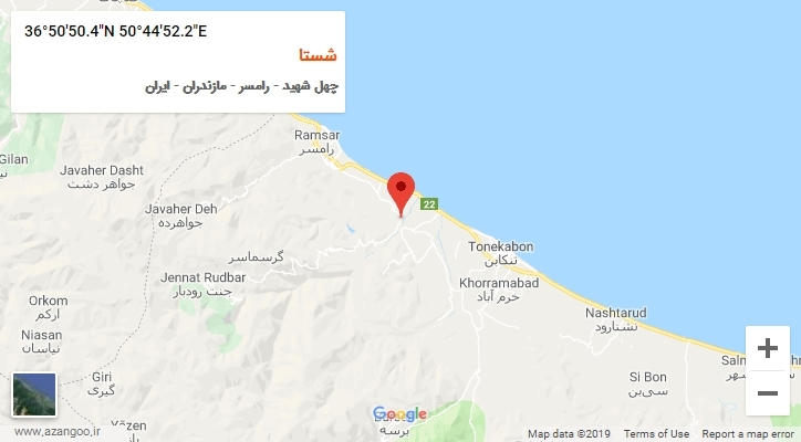 روستای شستا بر روی نقشه