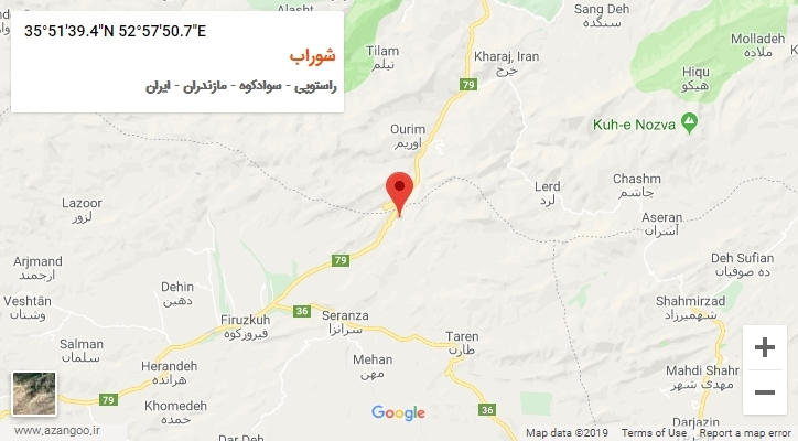روستای شوراب بر روی نقشه