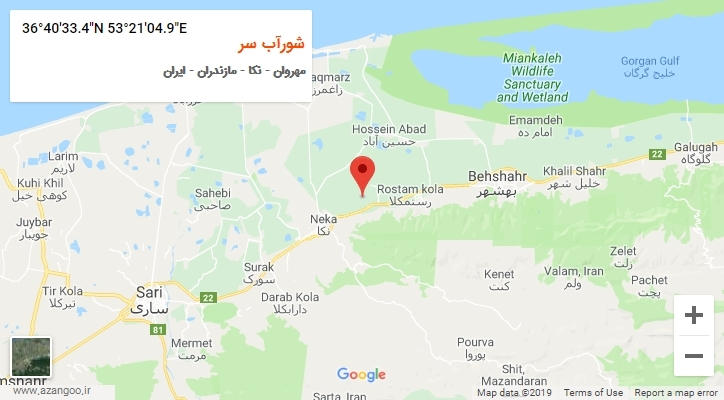 روستای شورآب سر بر روی نقشه