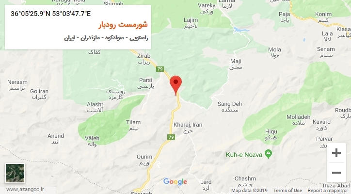 روستای شورمست رودبار بر روی نقشه