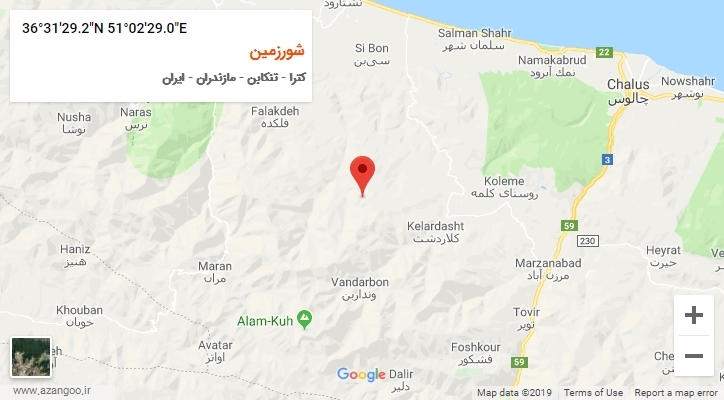 روستای شورزمین بر روی نقشه
