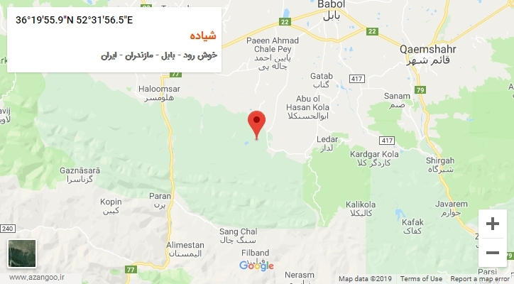 روستای شیاده بر روی نقشه