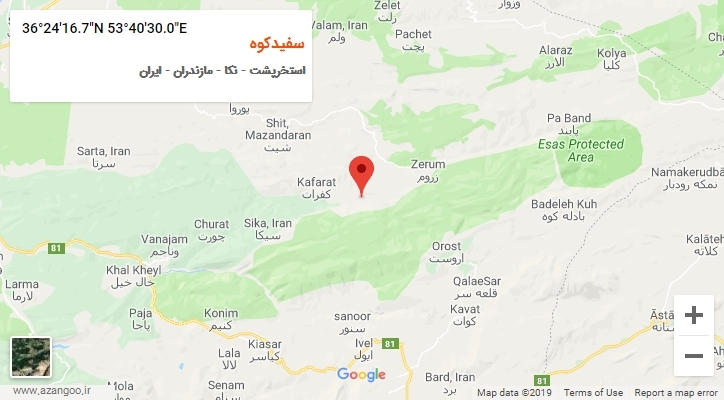 روستای سفیدکوه بر روی نقشه