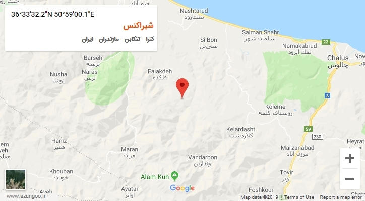 روستای شیراکنس بر روی نقشه