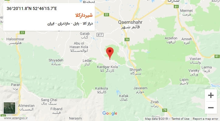 روستای شیردارکلا بر روی نقشه