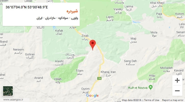روستای شیردره بر روی نقشه