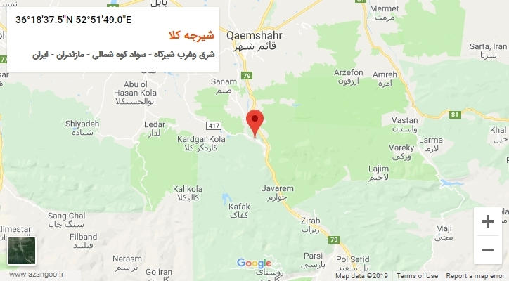 روستای شیرجه کلا بر روی نقشه