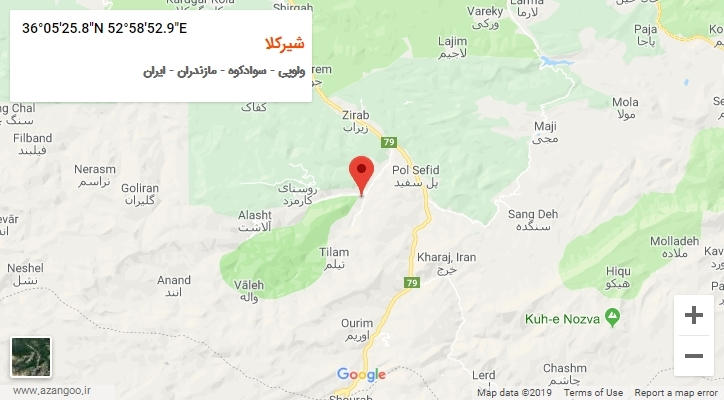 روستای شیرکلا بر روی نقشه