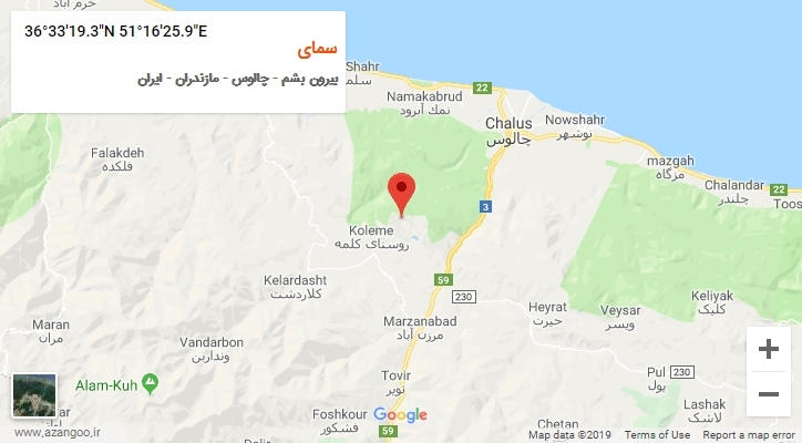 روستای سمای بر روی نقشه