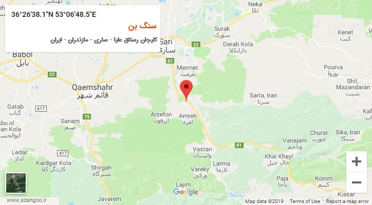 روستای سنگ بن بر روی نقشه