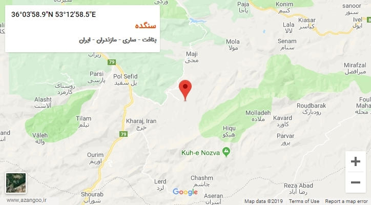 روستای سنگده بر روی نقشه
